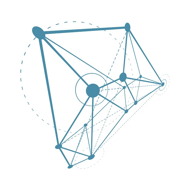 Forma polivinílica baja del vector abstracto isométrico. Ilustración moderna de tecnologías de comunicación.