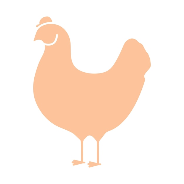Forma de pollo negro Silueta de pájaro de granja Ilustración vectorial aislada en blanco