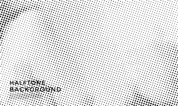 Forma de puntos blancos y negros de banner de vector de semitono de grunge abstracto
