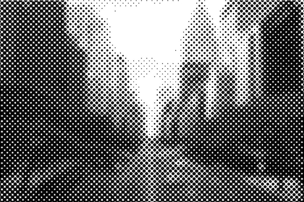 Forma de puntos blancos y negros de banner de vector de semitono de grunge abstracto