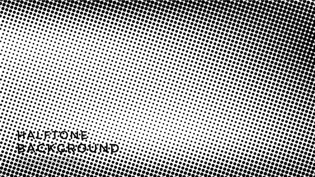 Forma de puntos blancos y negros de banner de vector de semitono de grunge abstracto