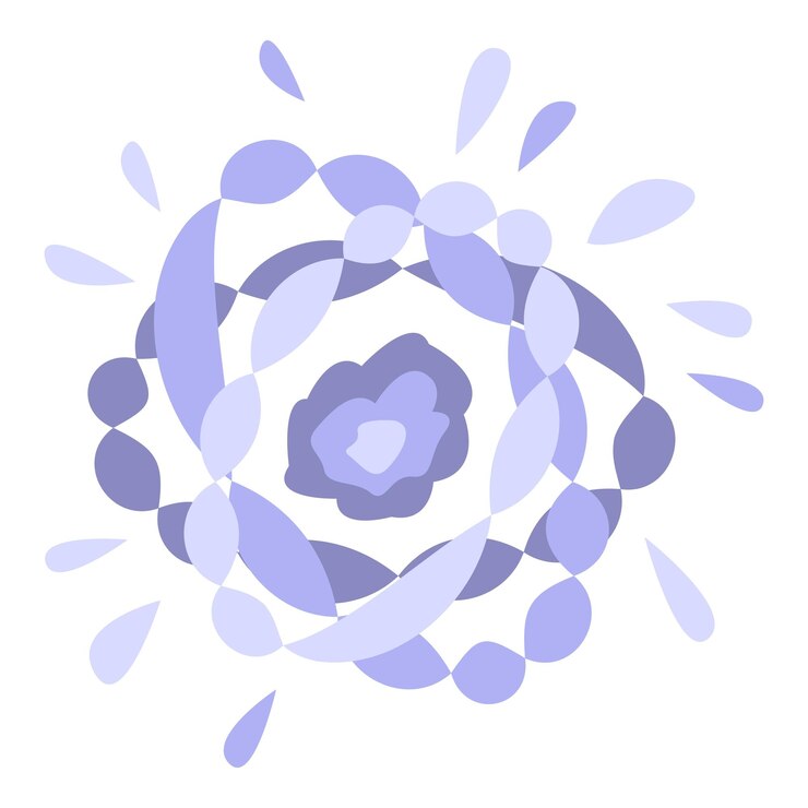 Vector forma púrpura abstracta que crea un patrón floral con gotas