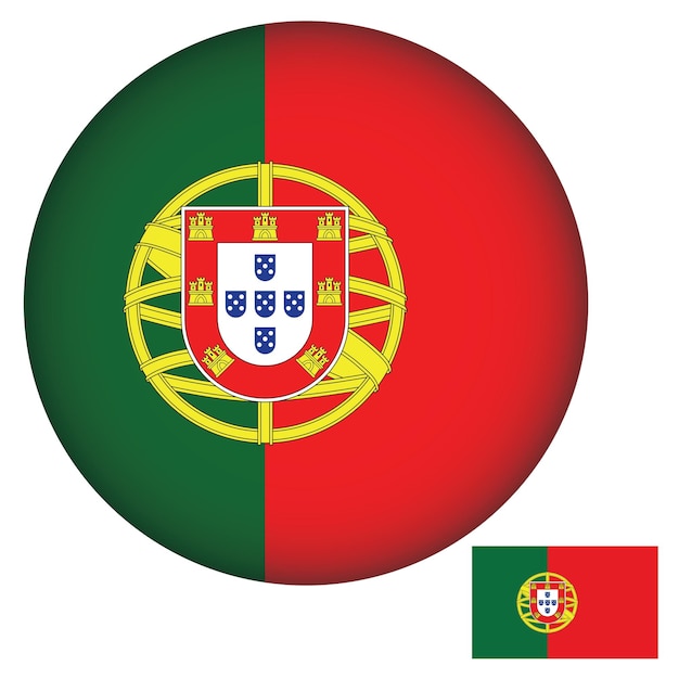 Forma redonda de la bandera de Portugal