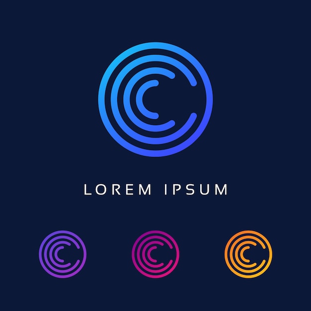 Forma redonda del icono del logotipo de la letra C creativa