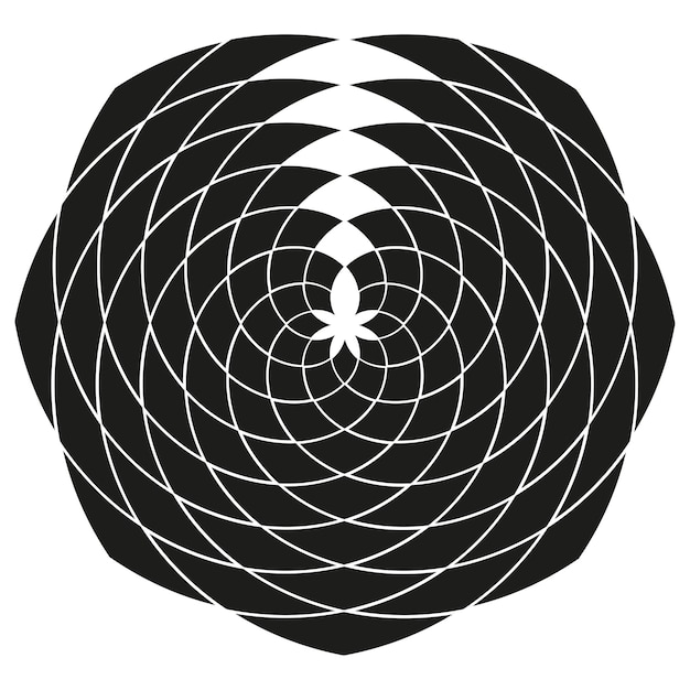 Forma de remolino negro Vórtice vectorial abstracto Forma giratoria circular Patrón geométrico dinámico