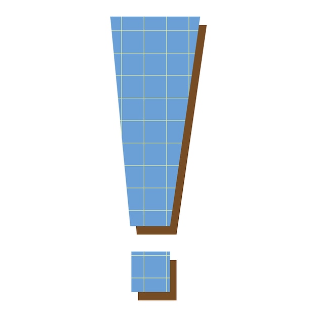 Forma de signo de exclamación geométrica retro con textura de cuadrícula
