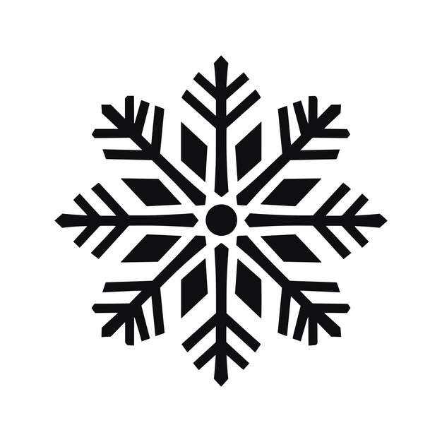 Forma simple de copo de nieve en negro aislado sobre un fondo blanco