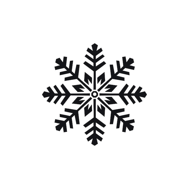 Forma simple de copo de nieve en negro aislado sobre un fondo blanco