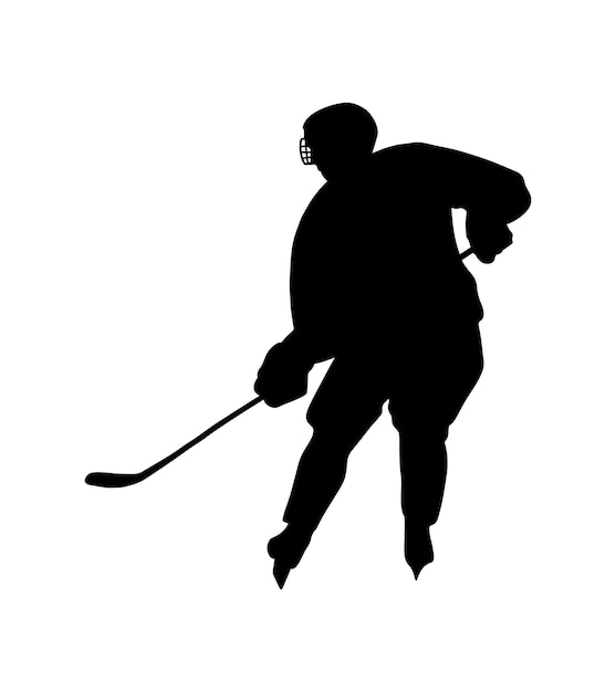 Forma de sombra de hombre de hockey aislada sobre fondo blanco icono de silueta de vector abstracto simple concepto de deporte