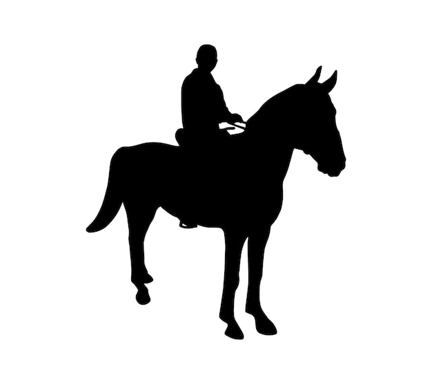Vector forma de sombra de silueta de animal de caballo aislada sobre fondo blanco emblema simple negro concepto de equitación de deporte ecuestre