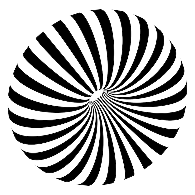 Forma de toroide a rayas 3D en perspectiva Figura de rosquilla en espacio tridimensional con l en blanco y negro