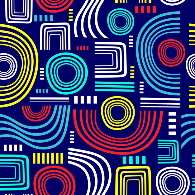 Forma de trazo de línea de pincel patrón sin costuras en fondo azul