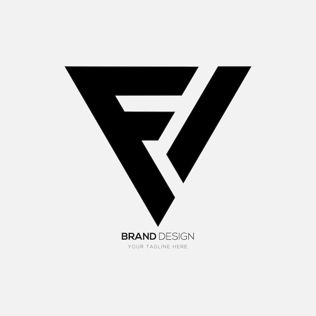 Forma triangular de la letra Fv o Vf diseño moderno del logotipo plano