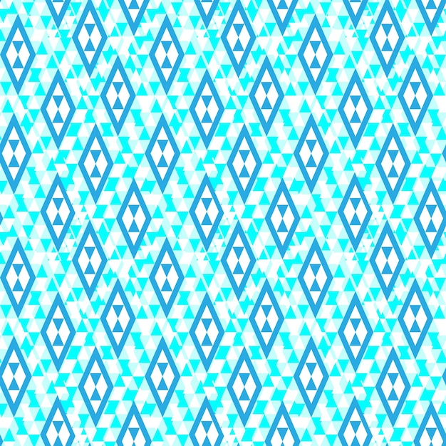 Forma de triángulo de diamante azul geométrico patrón sin costuras en tela de línea de fondo azul y blanco brillante