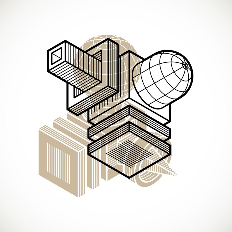 Vector forma tridimensional abstracta, elemento de cubo de diseño vectorial.