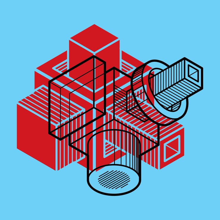 Vector forma tridimensional abstracta, elemento de cubo de diseño vectorial.