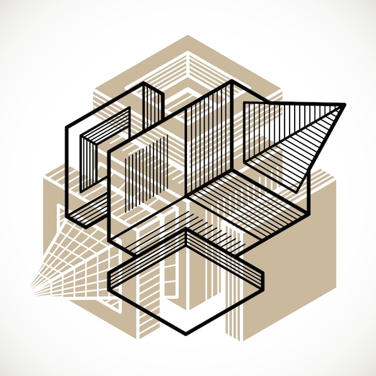 Vector forma tridimensional abstracta, elemento de cubo de diseño vectorial.