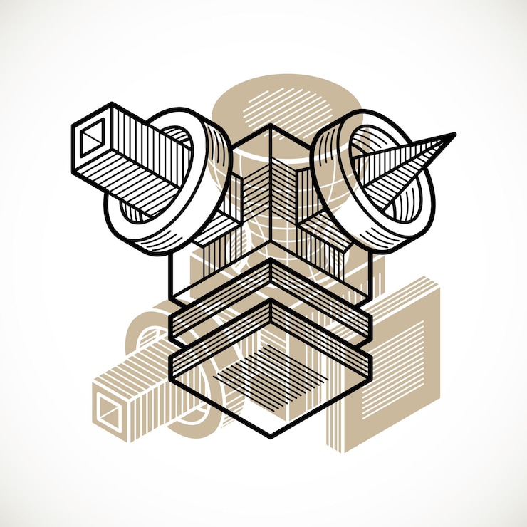 Vector forma tridimensional abstracta, elemento de cubo de diseño vectorial.