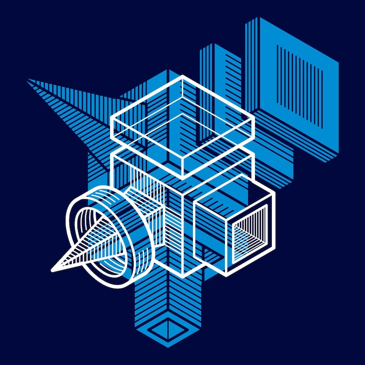 Vector forma tridimensional abstracta, elemento de cubo de diseño vectorial.