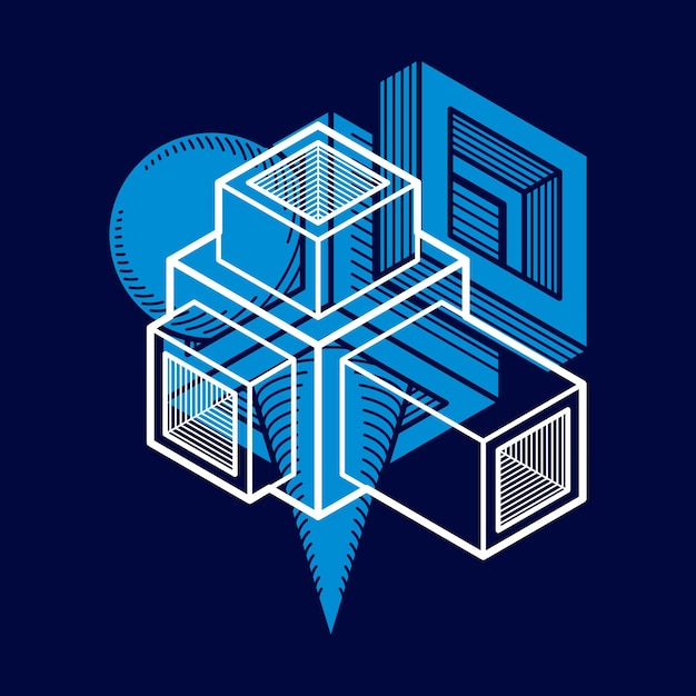 Forma tridimensional abstracta, elemento de cubo de diseño vectorial.