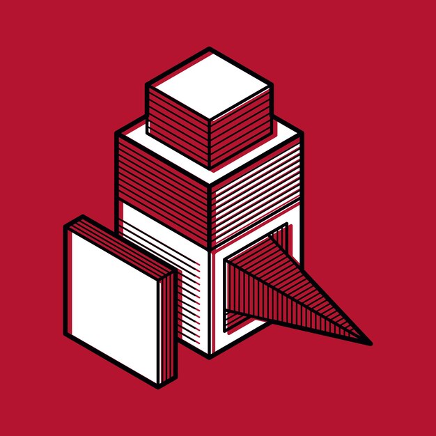 Forma tridimensional abstracta, elemento de cubo de diseño vectorial.