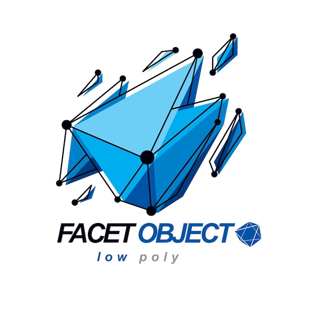 Forma tridimensional abstracta, elemento de diseño vectorial. Emblema abstracto de tecnologías de innovación.