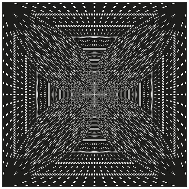 Forma de túnel geométrico Ilusión cuadrada profunda Vector de perspectiva negra Profundidad visual abstracta