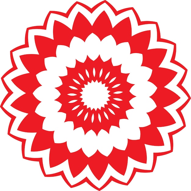 Forma vectorial floral roja con elementos tribales aislados sobre fondo transparente