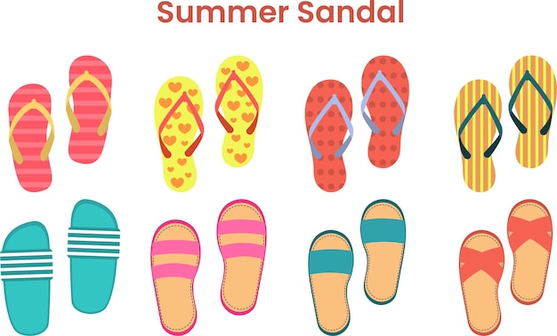 Forma vectorial de la ilustración de la playa de sandalias de verano