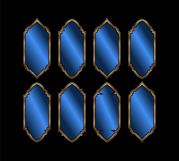 forma vectorial islámica de un arco de ventana o puerta marco árabe conjunto de Ramadán Kareem silueta icono moderno