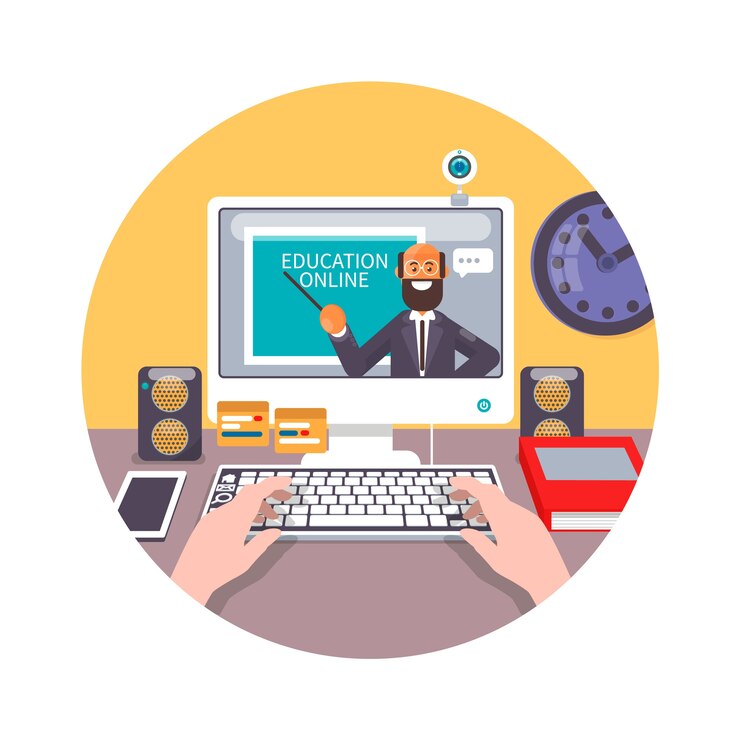 Vector formación, educación, tutorial en línea, concepto de e-learning. ilustración vectorial plana