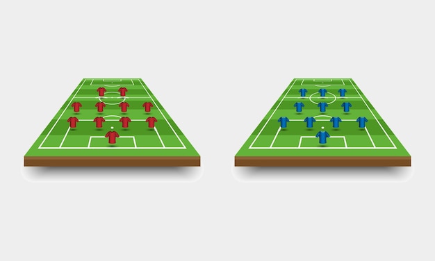 Formaciones de equipos de fútbol en un campo verde