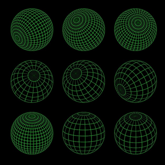 Formas 3D de marco de alambre aisladas en negro