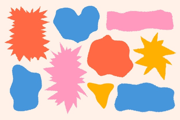 Las formas abstractas y coloridas establecen manchas orgánicas y elementos de garabateo para un diseño moderno y lúdico