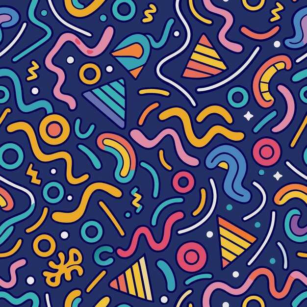 Formas abstractas coloridas Patrón sin costuras Diseño retro de los años 80 y 90