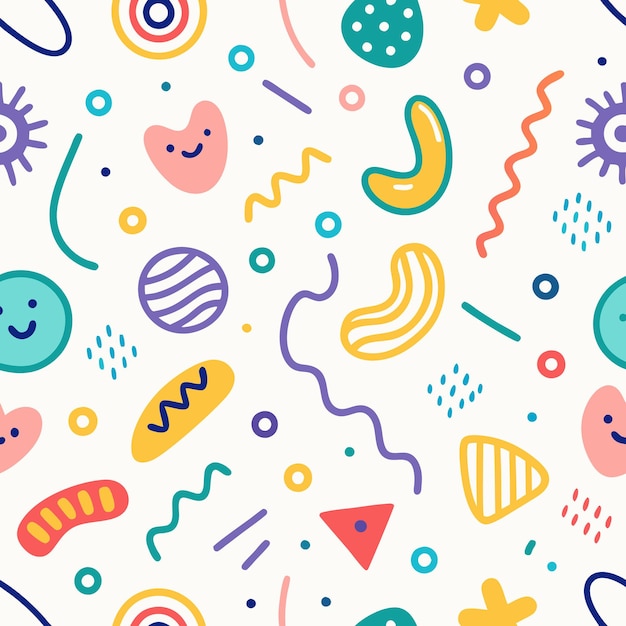 Formas abstractas coloridas patrón sin costuras divertido diseño caprichoso moderno