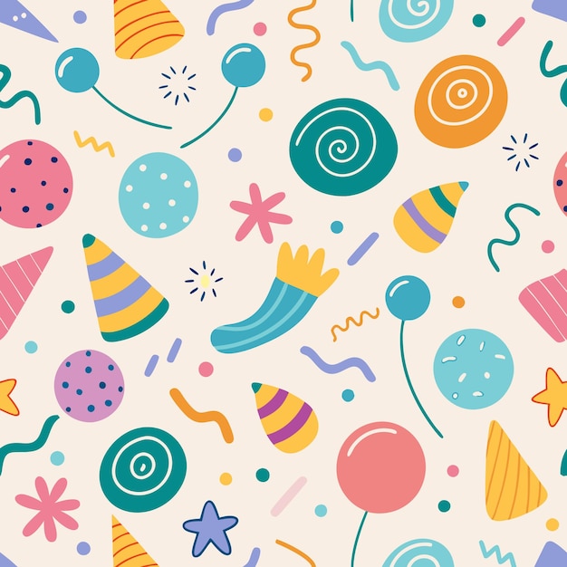 Las formas abstractas coloridas el patrón de la fiesta el diseño sin costuras