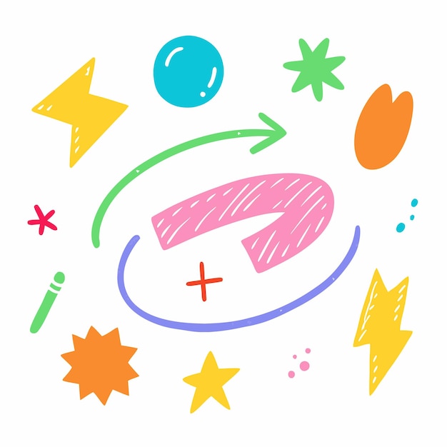 Formas abstractas coloridas con un signo más