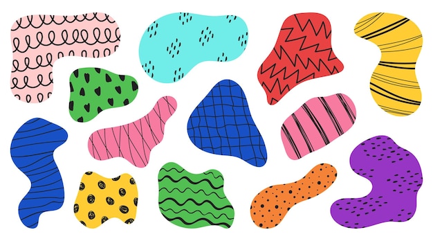 Formas abstractas dibujadas a mano Diseño moderno y de moda con textura garabateada