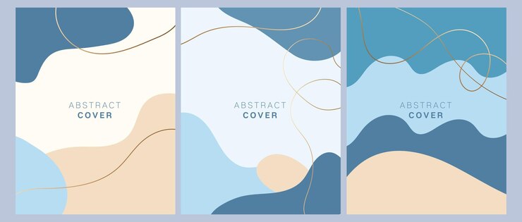 Formas abstractas digitales Plantilla de portada dibujada a mano Vector Colores azules Fondo