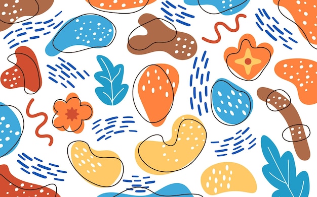 Formas abstractas e ilustración floral para volantes