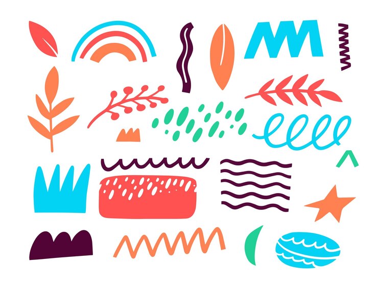 Vector formas abstractas y elementos florales escandinavos decorar textiles y crear patrones para el fondo