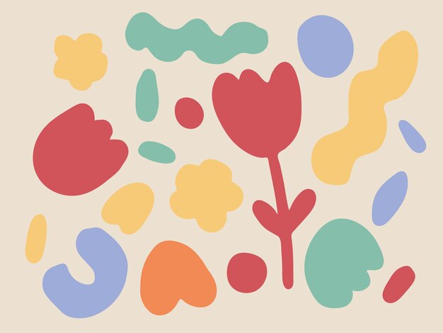 Formas abstractas florales dibujadas a mano