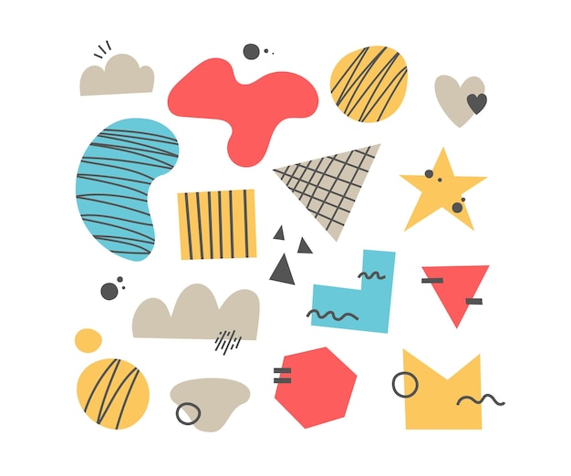 Formas abstractas de garabatos Conjunto de gotas decorativas geométricas dibujadas a mano garabatos de blob contemporáneos Ilustración vectorial