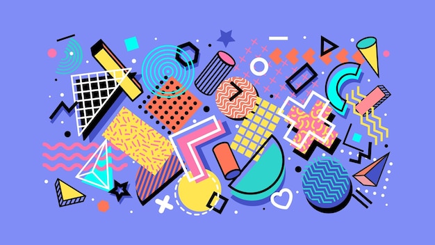 Las formas abstractas de Memphis son el fondo del patrón hipster