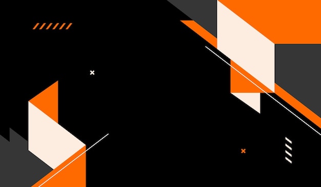 Formas abstractas naranjas y blancas con diseño vectorial de fondo negro