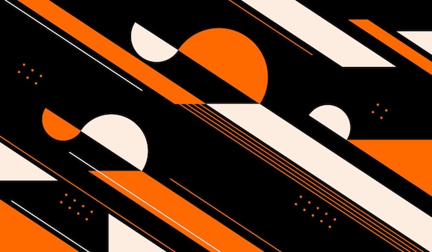 Formas abstractas naranjas y blancas con diseño vectorial de fondo negro