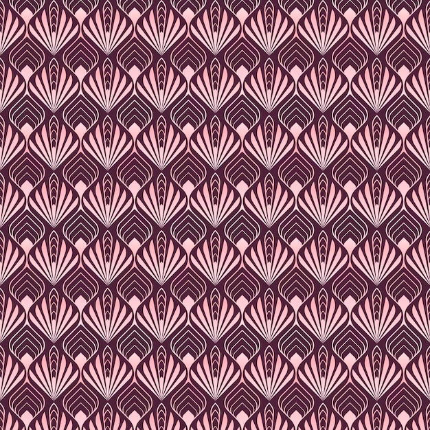 Formas abstractas de palmeras de patrón art deco de oro rosa
