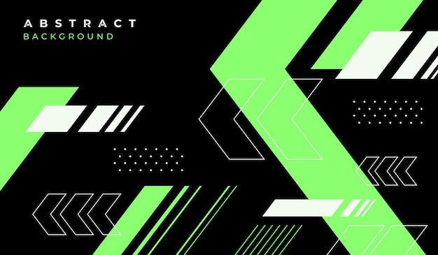 Formas abstractas verdes y blancas con diseño vectorial de fondo negro