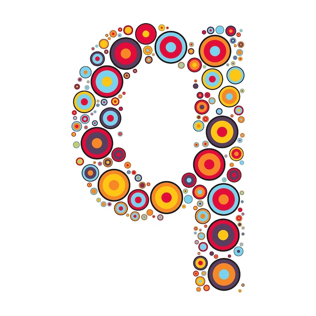 Vector formas del alfabeto llenas de círculos coloridos